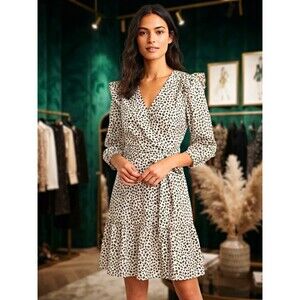 J.CREW Leopard Print Wrap Dress With Ruffle Tie